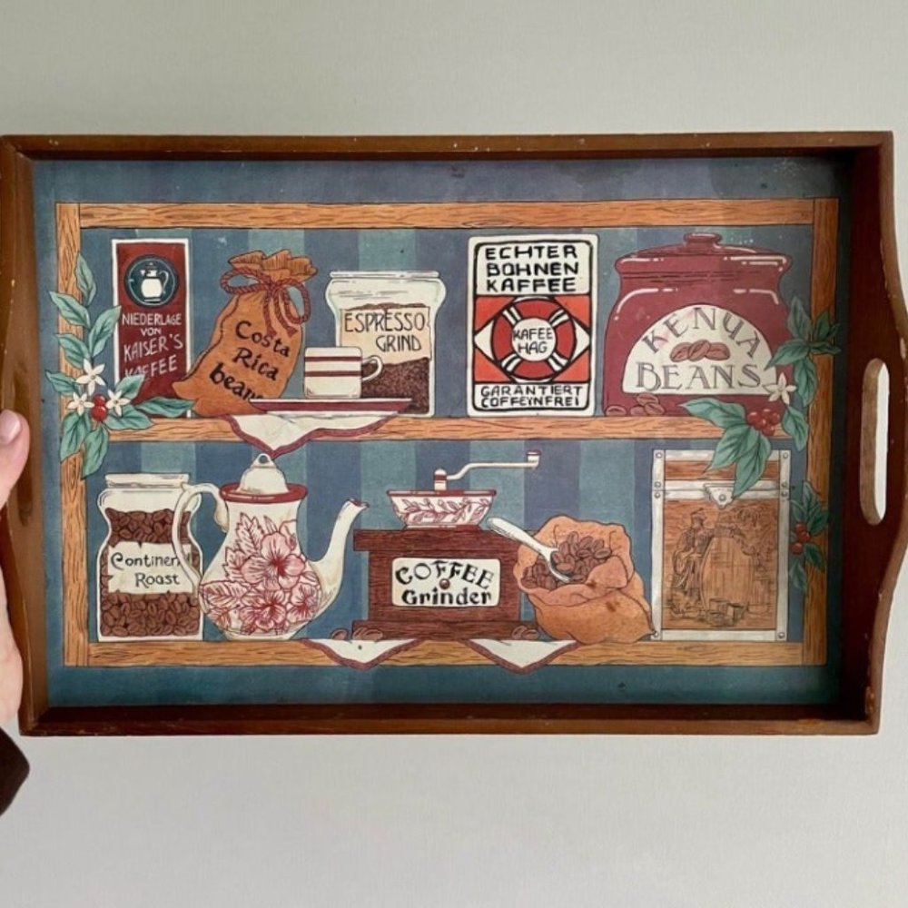 Vintage Vanity Tray Wooden Hand Painted Breakfast Tray Decorative Tray